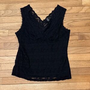 New York & Company Elegant Black Lace Blouse
